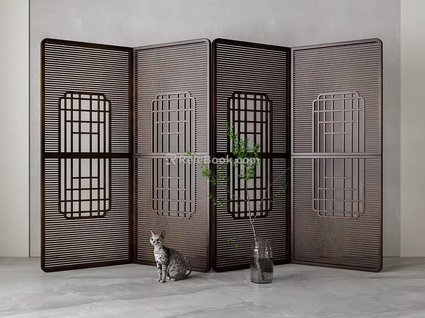 New Chinese-style screen partition 3d model