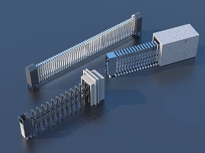 Various Retractable Metal Security Gates With Sliding Structure Design 3d model