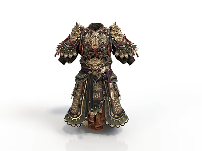 Ancient Ornate Armor With Intricate Gold Decorations And Battle Ready Design 3d model
