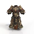 Ancient Ornate Armor With Intricate Gold Decorations And Battle Ready Design