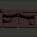 Plum Colored Modern Two Seater Sofa With Large Cushions And Throw Pillows