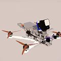 White Drone With Orange Propellers Blue Camera And Lightweight Body Structure