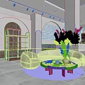 Elegant Modern Boutique Store Interior With Curved Sofa Round Coffee Table And Decorative Plants