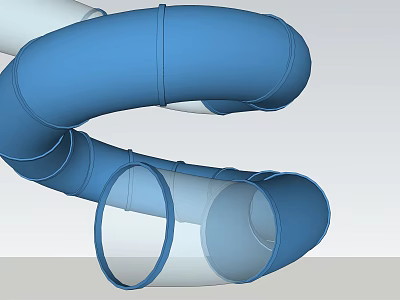 Colorful Blue Curved Tube Playground Slide with Transparent Sections for Kids Fun 3d model