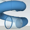 Colorful Blue Curved Tube Playground Slide with Transparent Sections for Kids Fun