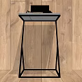 Modern Wooden Bedroom Accent Wall With Glass Top Table And Black Metal Frame