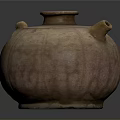 Sculpture Carving of Brown Ceramic Teapot with Rounded Shape Textured Surface and Handle Spout
