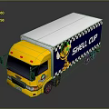 Yellow Cab Blue Trailer Truck With Shell Cup Logo And Cartoon Character