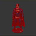 Superman Statue With Blue Costume Red Cape Yellow Belt And Lightning Base
