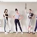 Group of People in Casual Formal and Sporty Outfits with Different Poses Standing and Sitting