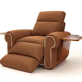 Comfortable Brown Single Seater Recliner Sofa With Wooden Side Table And Adjustable Footrest