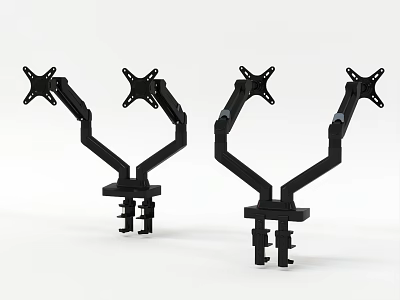 Iron Art Black Dual Monitor Mounts With Double Arms Structure 3d model