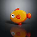 Cute Yellow Fish Doll With Big Eyes Orange Fins And Tail On Black Background
