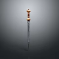 Handcrafted Sword Weapon With Intricate Wooden Hilt And Polished Metal Blade Design