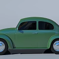 Green Classic Volkswagen Beetle Vintage Exterior With Silver Wheels And Black Windows