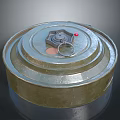 Military Metal Mine Weapon With Multi Layered Top Hexagonal Component Red Button And Metal Ring 3d model