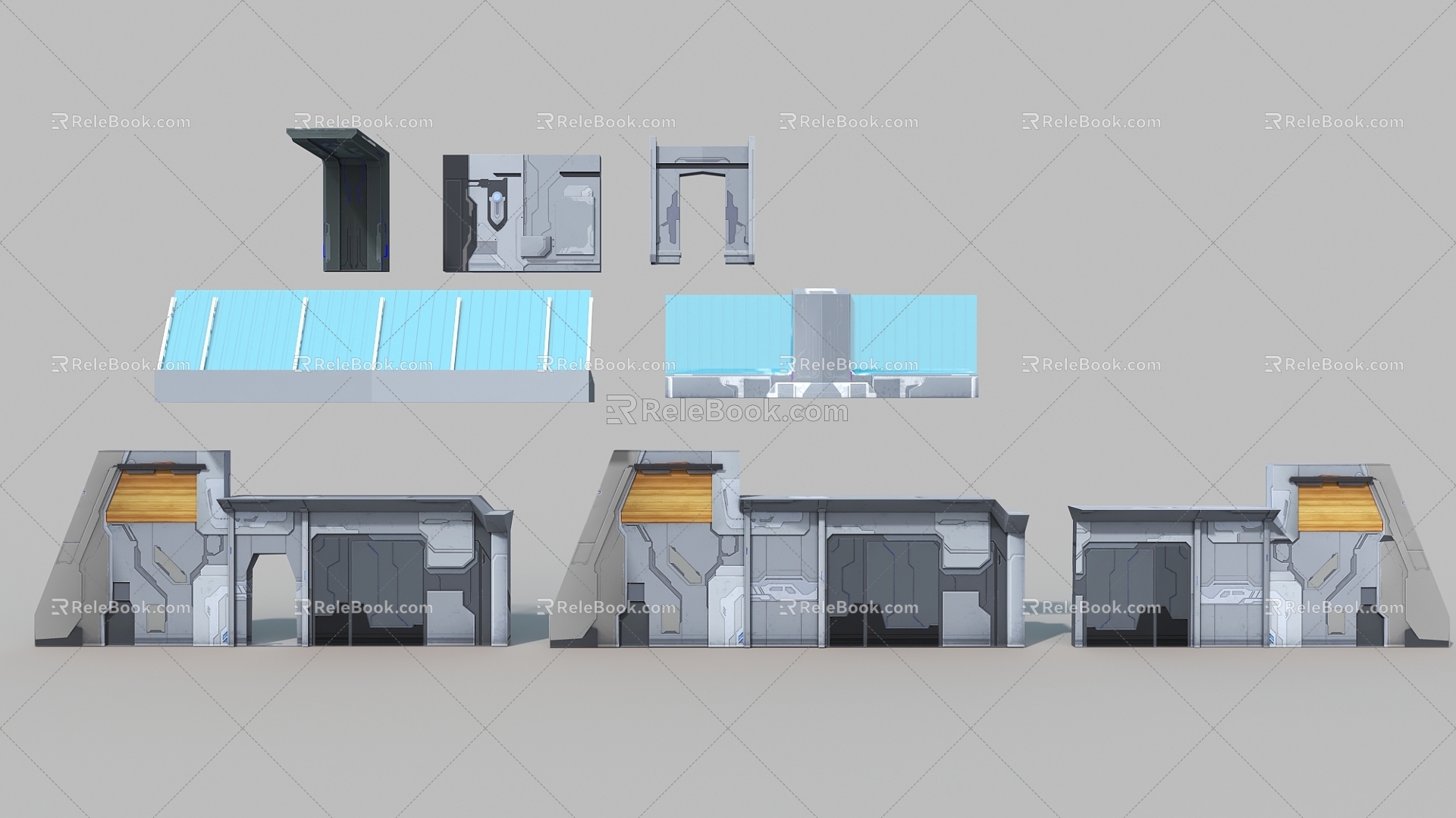 Space wall wall industrial wall glass wall sci-fi fence fence industrial door hard surface 3d model