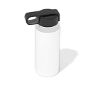 White Insulated Water Bottle With Black Lid And Portable Handle