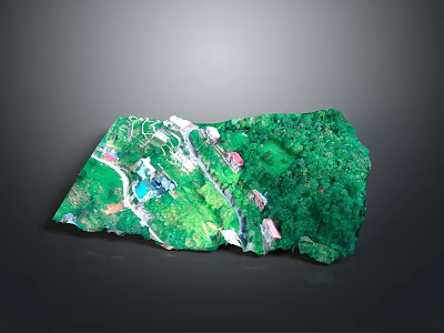 Detailed 3D Terrain Model Featuring Lush Green Vegetation And Mountainous Landscape With Small Roads 3d model