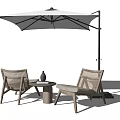 Cozy Outdoor Wicker Table and Chair Set with Small Round Table and White Parasol