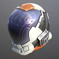 Modern Tech Inspired Helmets With Orange White Black Design And Transparent Visors 3d model
