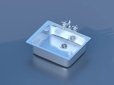 Modern Stainless Steel Kitchen Sink With Faucet And Single Bowl Design 3d model