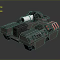 3D Sci fi Tank With Grey Red Armor And Cannon 3d model