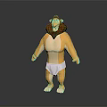 Muscular Cartoon Lion Character Standing Wearing White Briefs 3D Model Design