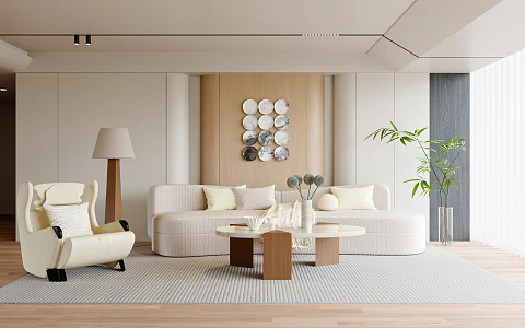 Modern Light Luxury Living Room 3d model