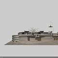 Elegant Beige Sofa and Coffee Table Set with Marble Top Gold Legs Pillows Floor Lamp