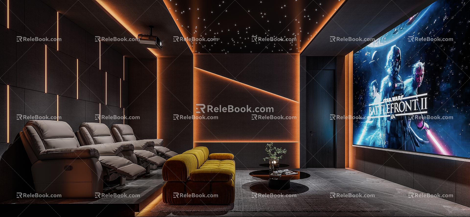 modern video room 3d model