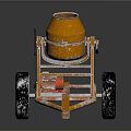 Orange Portable Concrete Mixer With Engine Wheels And Concrete Residue Surface
