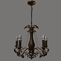 Classic Black Metal Chandelier With Ornate Design Chain Detail And Candle Shaped Bulbs
