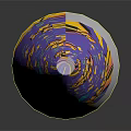 Purple Party Hat With Colorful Patterns And White Base On Long Thin String