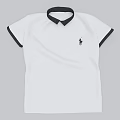 Classic White Polo Shirt With Black Collar Cuffs And Small Chest Polo Player Design