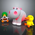 Three Toy Characters Featuring Green Headed Duck Gray Hippo And Yellow Duck Together