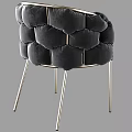 Modern Leisure Chair With Puffy Padded Backrest Armrest And Gold Metal Legs