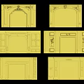 Various Decorative Wall Designs With Ornamental Patterns And Arch Details 3d model