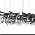 Modern White Chandelier With Intricate Curved Layered Feather Inspired Design For Contemporary Spaces