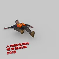 Man Falling on Ground After Electric Shock With Skeleton Animation 69 Frames 3d model