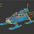 Blue Vintage Amphibious Car Style Water Vehicle With Propeller And Floats