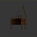 Elegant Vintage Wooden Grand Piano With Open Lid For Living Room Decor