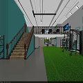 Spacious Modern Fitness Gym With Workout Equipment Mirrors And Training Area