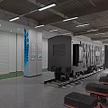 School Railway Technical Training Facility With Train Carriage Model On Tracks And Blue Pillars