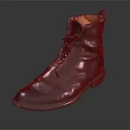 Burgundy Leather Brogue Boots With Laces Classic Design And Leather Sole