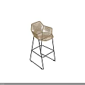 Rattan Bar Stools With Black Metal Frame And High Back Design