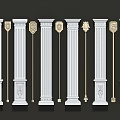 Classical Architectural Columns With Various Decorative Carvings And Ornate Capitals