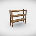 Three Tier Wooden Shelving Unit With Natural Wood Finish And Simple Design