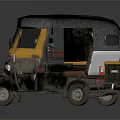 Yellow And Black Three Wheel Motorcycle Taxi With Roof And Passenger Seat