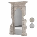 Textured Stone Mirror With Arched Design And Material Swatches